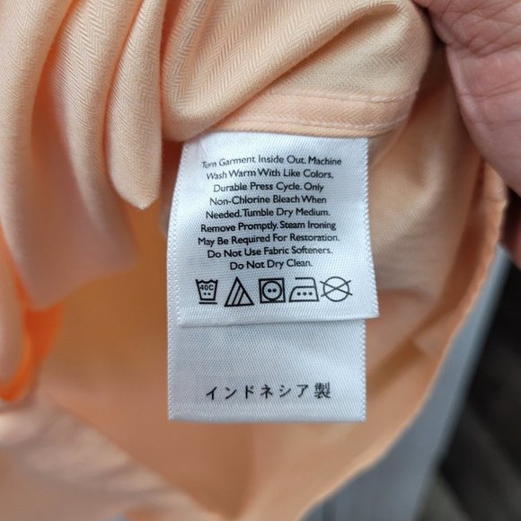 Eddie Bauer Button Down Shirt Men XL Peach Wrinkle & Stain Resistant 100% Cotton - Picture 7 of 13